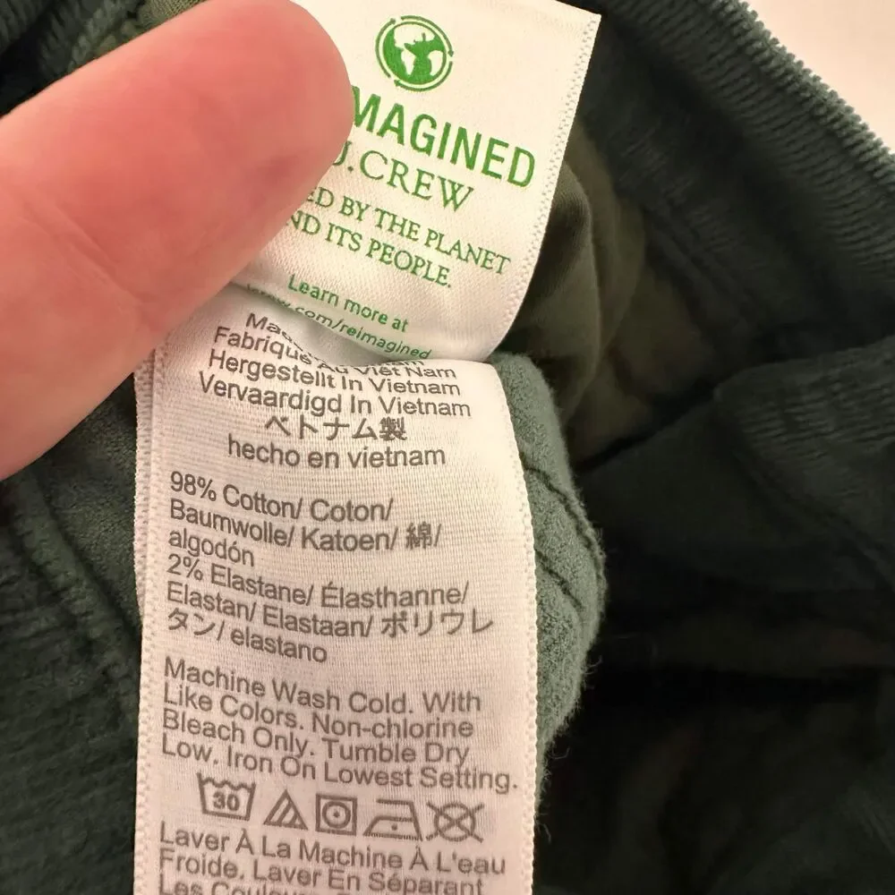 J.Crew Re-Imagined Corduroy Pants 27 Green High Rise Straight Toothpick Fall